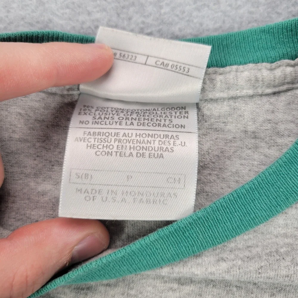 Nike T-Shirt Kids Small 8 Gray Green Ringer Sportswear Logo Tee